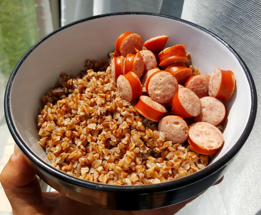 kasha with Frankfurters