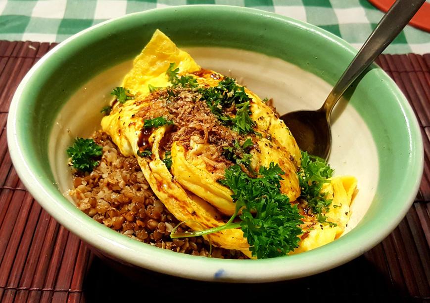 kasha with fried egg