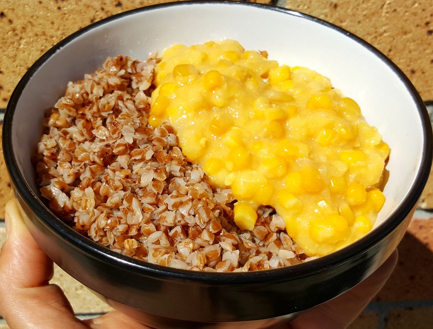 roasted buckwheat and Creamed corn