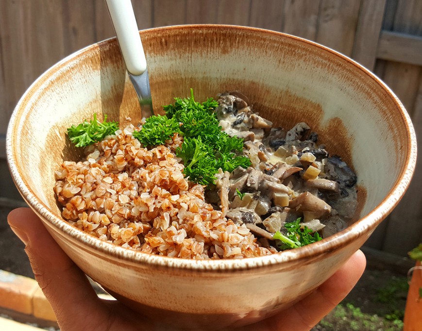 roasted buckwheat kasha creamy mushrooms