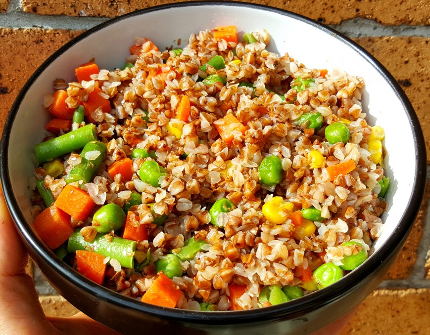 roasted buckwheat kasha with mixed vegetables