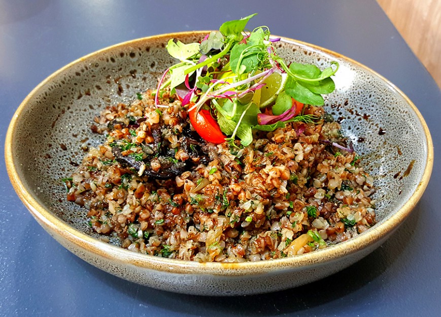 roasted buckwheat mushrooms caramelized onions herbs