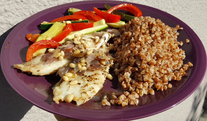 roasted buckwheat with fish