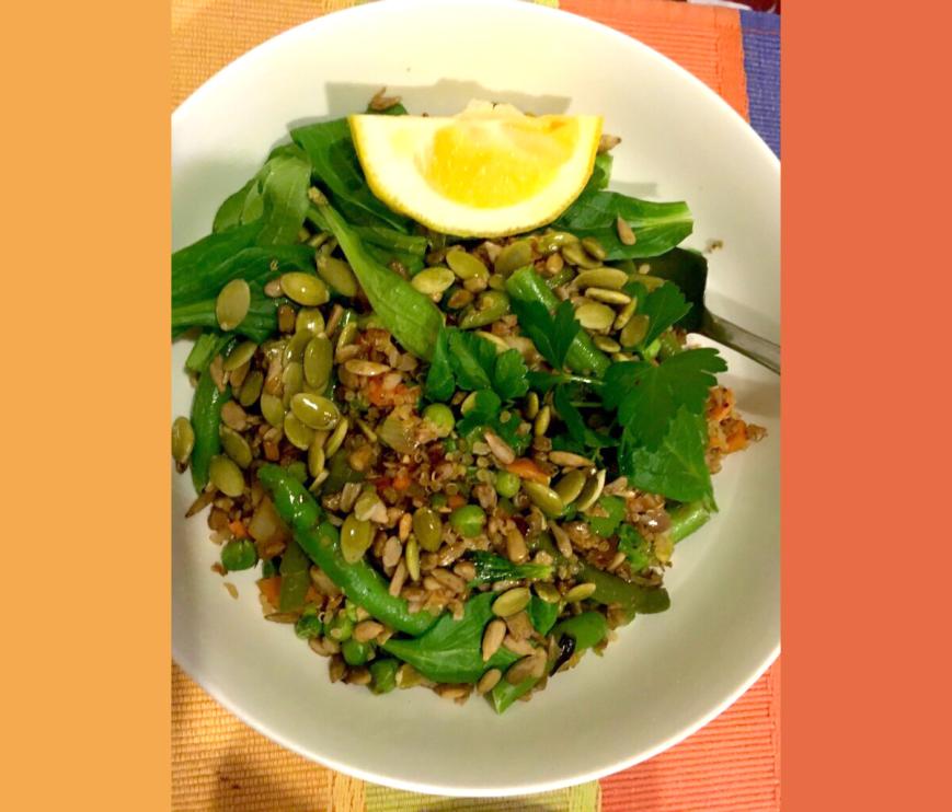 stirfried veggies and seeds